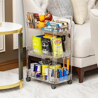 Clear 3 Tier Rolling Utility Cart - Image 5