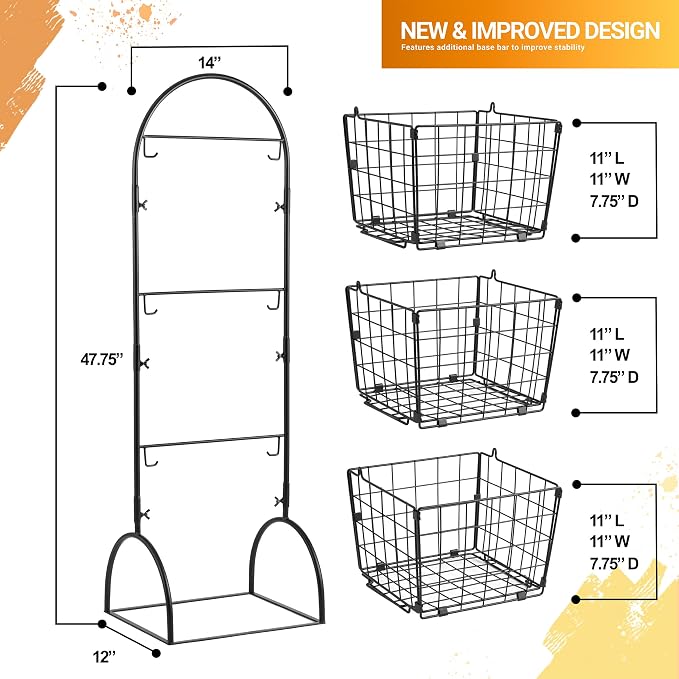 Sorbus 3-Tier Wire Market Basket Storage - Image 4