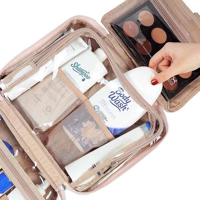 NISHEL Travel Toiletry Bag for Women, Makeup Essentials Organizer, Hanging Case - Image 4