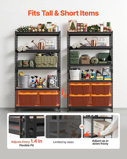 VEVOR Storage Shelves, 5-Tier Adjustable, 2500 lbs Capacity, Heavy Duty Garage - Image 4