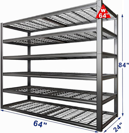 64" Wide 6-Tier Garage Shelving Unit, Heavy Duty Garage Storage Shelves - Image 2