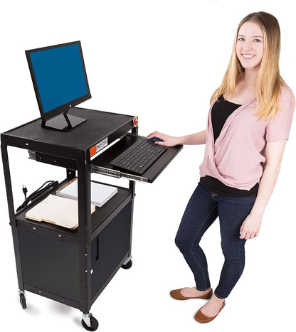 Stand Steady AV Cart with Locking Cabinet, Adjustable Height, UL Certified by StandSteady