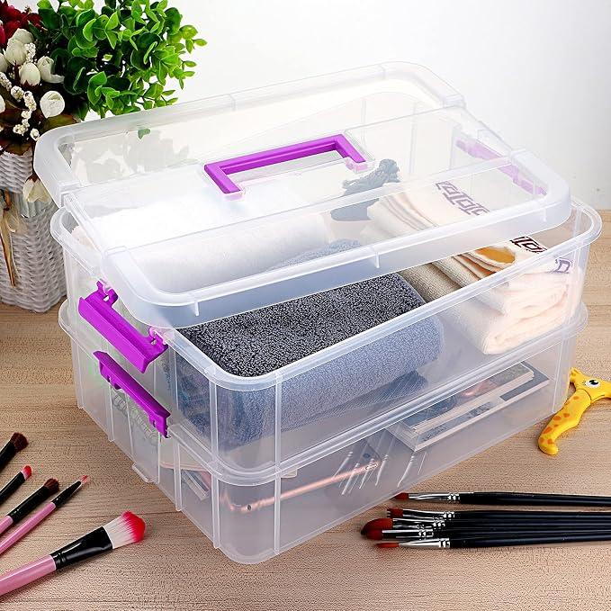 JUXYES 2-Tiers Stack Carry Storage Box - Image 7