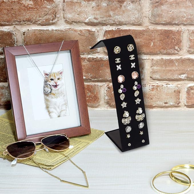 MOOCA PremiumBlack Velvet Adjustable Earring Display Stand Showcase Jewelry - Image 7