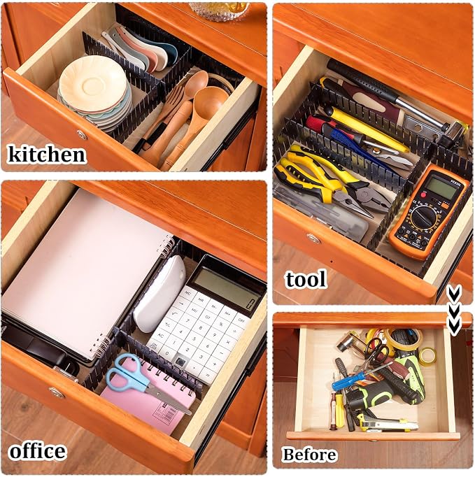 Vesici 80 Pcs Drawer Dividers Adjustable Plastic Organizer DIY Separators - Image 6