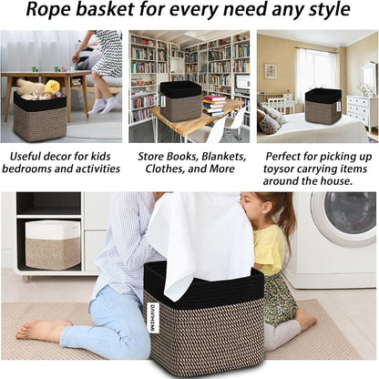 Cube Storage Bins 11 Inch Cotton Rope Woven Storage Basket - Image 4