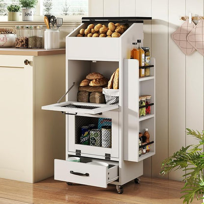 Verano Garden 16.0" Potato and Onion Storage Bin on Wheels, Bread Box | Fruit - Image 9