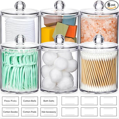 AOZITA 6 Pack Acrylic Qtip Holder Dispenser by AOZITA
