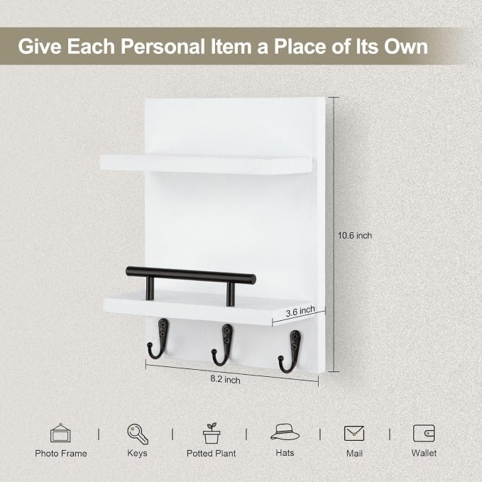 Key Holder Wall Mount, Mail Shelf Decor - Image 2
