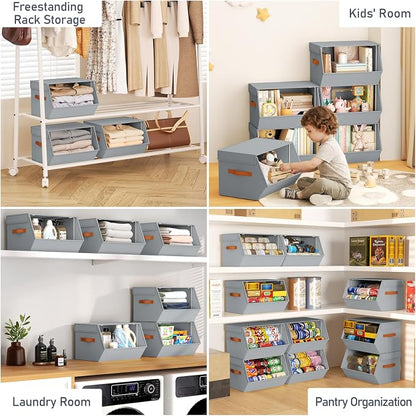 Stackable Closet Organizers and Storage Bins, Open Front Closet Shelf Organizer - Image 5