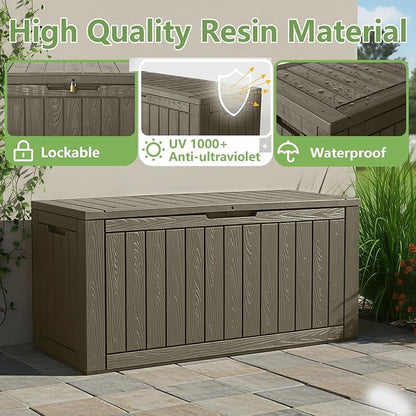 KAMABOKO 97 Gallon Waterproof Large Resin Deck Box, Lockable Large Outdoor - Image 3