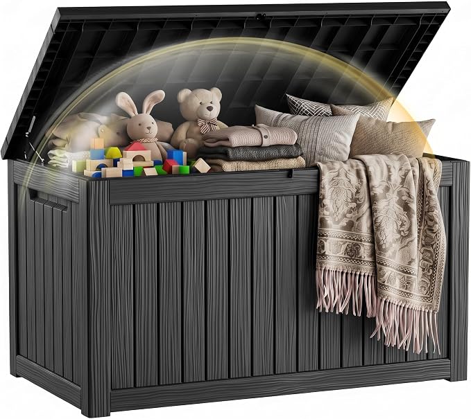 EFU Outdoor Storage Box 280 Gallon Deck Box Lockable UV Resistance Waterproof by EFU