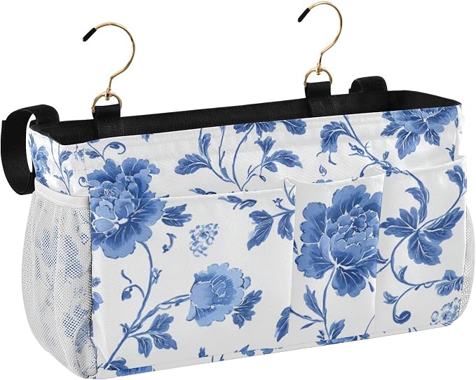 Flowers Blue and White Pattern Bedside Caddy - Image 2