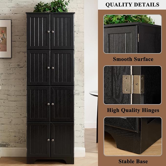 72" H Farmhouse Storage Cabinet, 4 Tier Kitchen Pantry Cabinet - Image 3