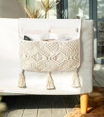 Mkono Macrame Couch Organizer Remote Control Caddy Sofa Armrest Armchair by Mkono