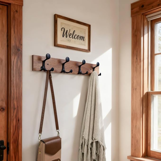SKOLOO 24-Inch Wood Coat Rack Wall Mount - Image 2