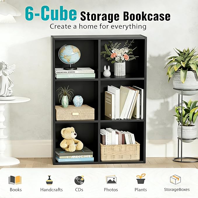 Simple Deluxe 8 Cube Storage Organizer, 4 Tier Stackable Bookshelf, Open Cube - Image 5
