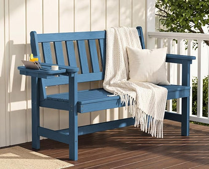 SERWALL HDPE Outdoor Bench, Weatherproof Porch Bench, 2 Pack, Suitable - Image 2