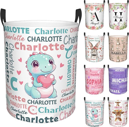 Custom Name Laundry Hamper, Personalized Dinosaur Laundry Basket by Kirendle