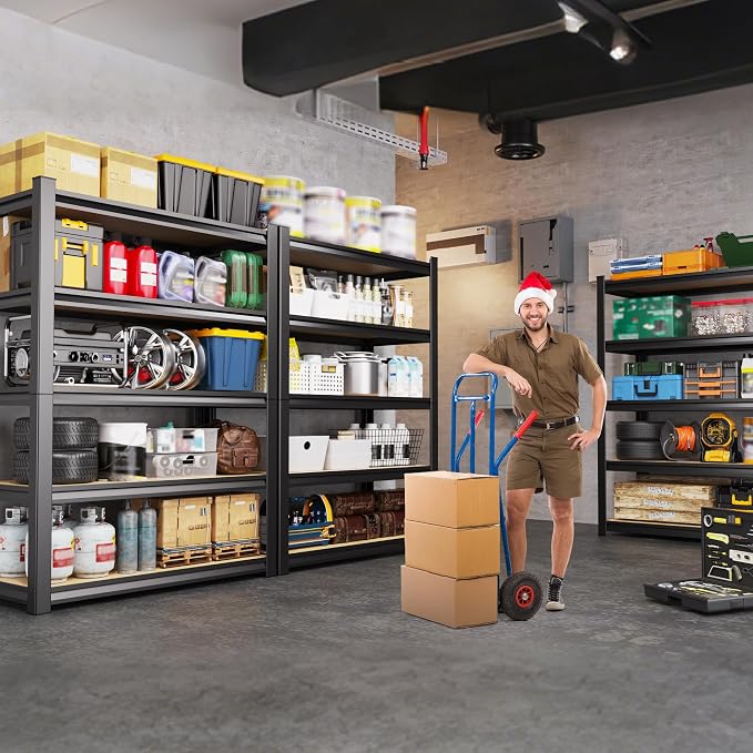 71"H x 28"W x 12"D Garage Shelving Unit, 5-Tier Heavy Duty Metal Storage - Image 5