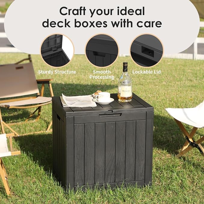 Resin Deck Box - 30 Gallon Lockable Outdoor Storage, Water-Resistant - Image 6