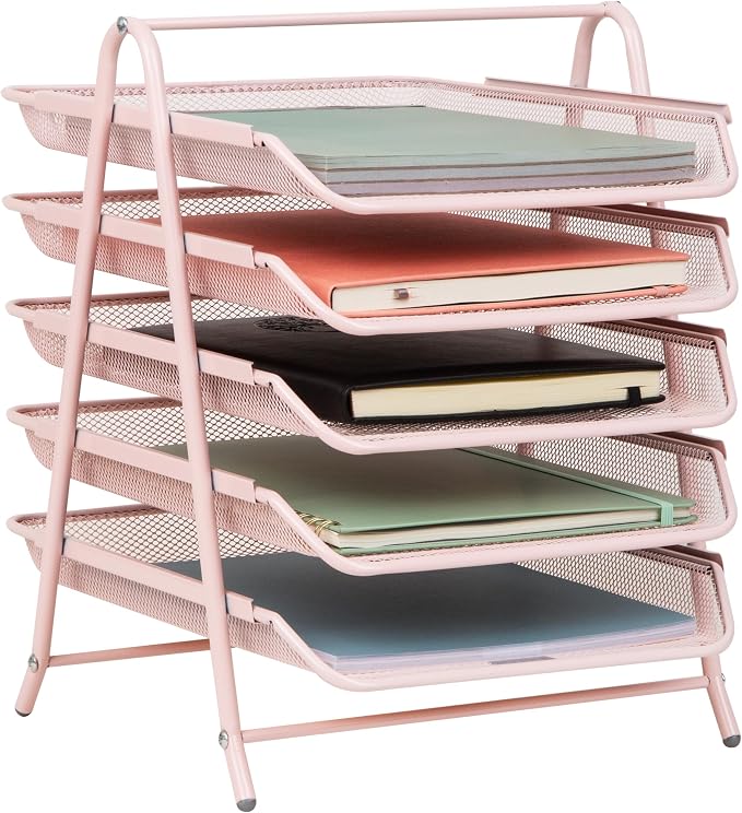 Mind Reader 5-Tier Paper Tray Organizer, Vertical Desktop File Storage Rack by MindReader