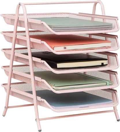 Mind Reader 5-Tier Paper Tray Organizer, Vertical Desktop File Storage Rack by MindReader