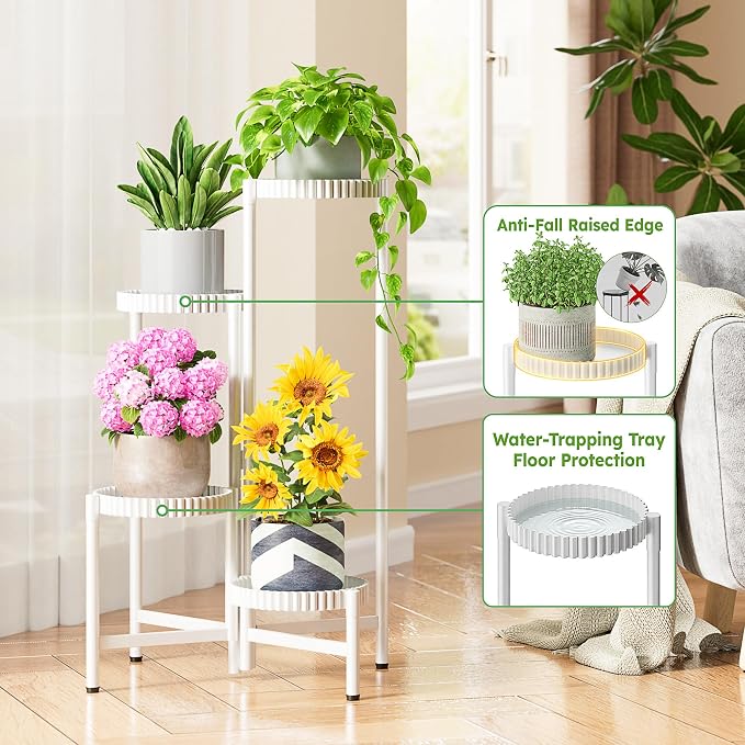 Metal Corner Plant Stand Indoor Outdoor, 4 Tier Tall Flower Pot Holder Potted - Image 4