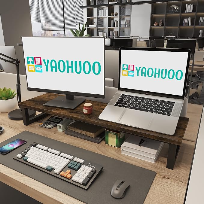 YAOHUOO Dual Monitor Stand Riser, 39Inch Large Monitor Stands - Image 3