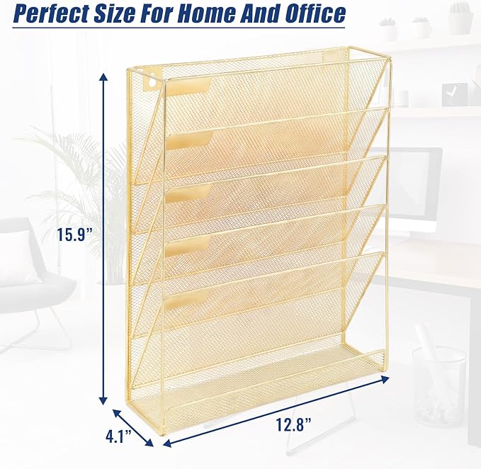 EASEPRES Desk File Organizer Mesh 6-Tier, Hanging Wall Mount Document - Image 6