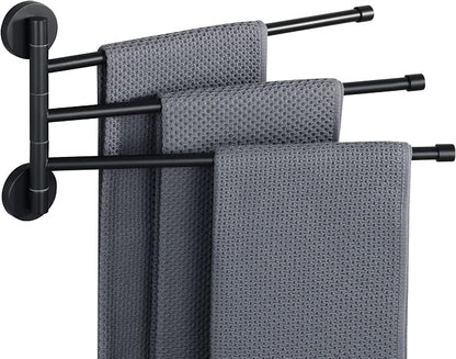 Alise 3 Arm Swivel Towel Rack, Matte Black Swivel Out Towel Bar, 13.86 Inch | by Alise