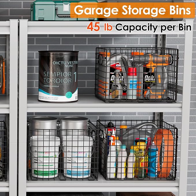 3-Pack Metal Milk Crate for Storage, Large 40qt Stackable Collapsible Storage - Image 4
