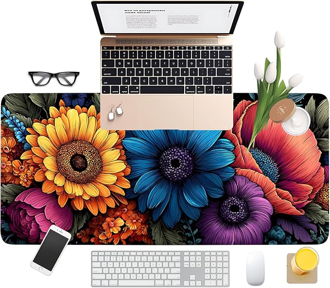 Flower Gaming Mouse Pad 35.4"x15.7"Desk Mat Anti-Slip Rubber Base & Durable - Image 8