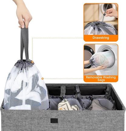 WOWLIVE Laundry Hamper with Lid, 180L Large Laundry Basket 3 Section with - Image 6