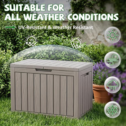 DRATO 50 Gallon Outdoor Storage Box Waterproof, Lockable Resin Deck Box - Image 8
