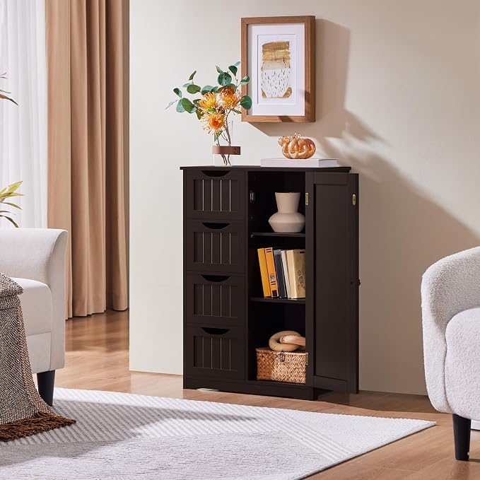 Yaheetech Wooden Bathroom Floor Cabinet, Side Storage Organizer Cabinet - Image 9