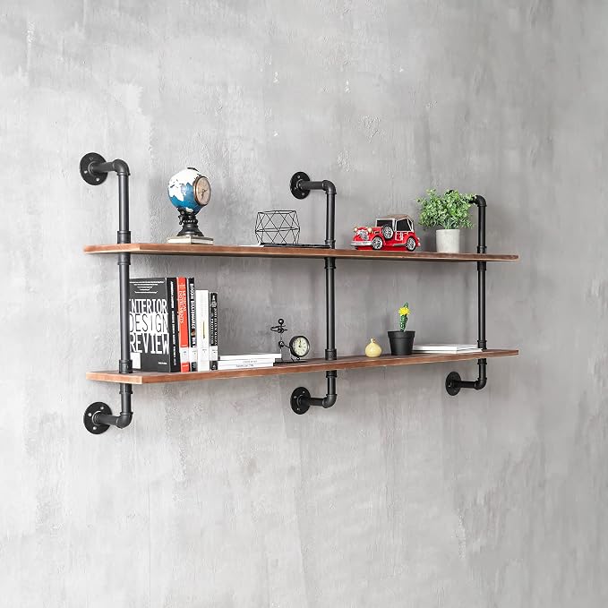 HDDFER Floating Shelves for Wall Laundry Room Shelves Bookshelf Industrial Pipe - Image 5