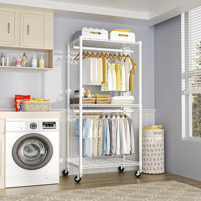 FUTASSI P1 Medium Heavy-Duty Portable Closet, Metal Rolling Clothing Rack - Image 5