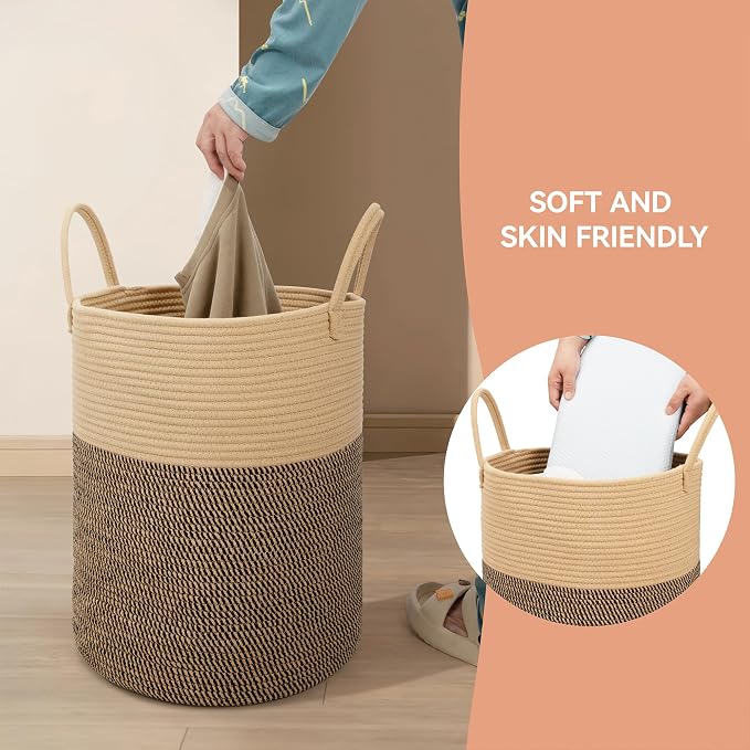 58L Cotton Rope Laundry Basket, Woven Basket - Image 7