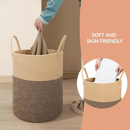 58L Cotton Rope Laundry Basket, Woven Basket - Image 7