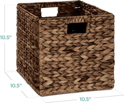 Best Choice Products 10.5x10.5in Pack of 5 Cube Storage Baskets, Water Hyacinth - Image 2