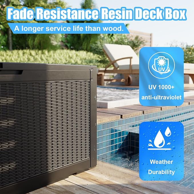 100 Gallon Deck Box, Resin Outdoor Storage Box - Image 3