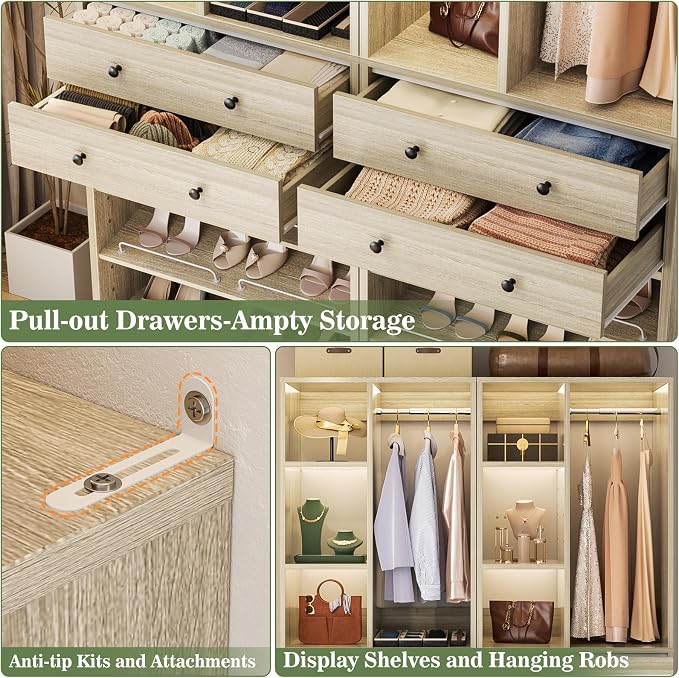 Besiost Closet System, Can Fit 120"/10FT Walk-in Closets Systems, Free Standing - Image 4