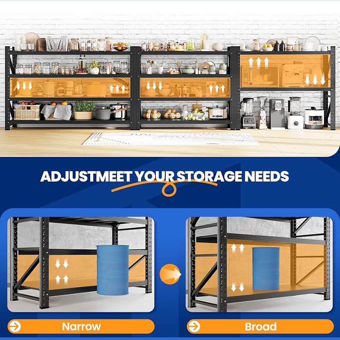MIIIKO 79" W Storage Shelves, 6800LBS Metal Garage Storage Shelving, Heavy Duty - Image 6