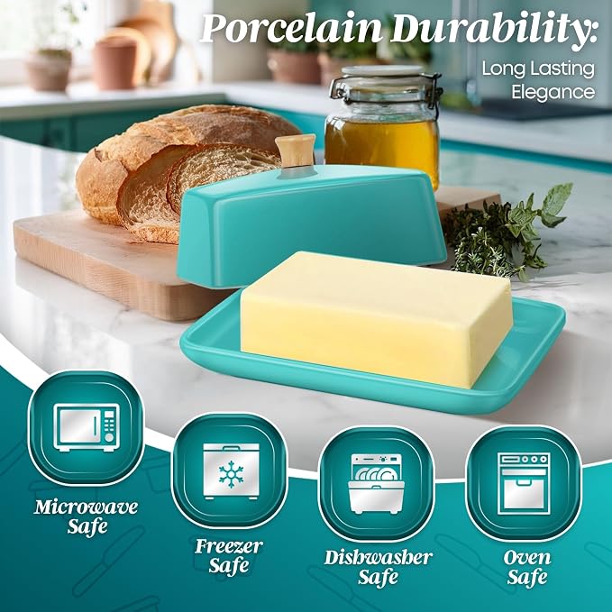 Flexzion Ceramic Blue European Butter Dish - Image 6