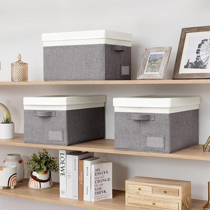 GRANNY SAYS Storage Bins with Lids, Linen Closet Storage Boxes, Collapsibe - Image 4