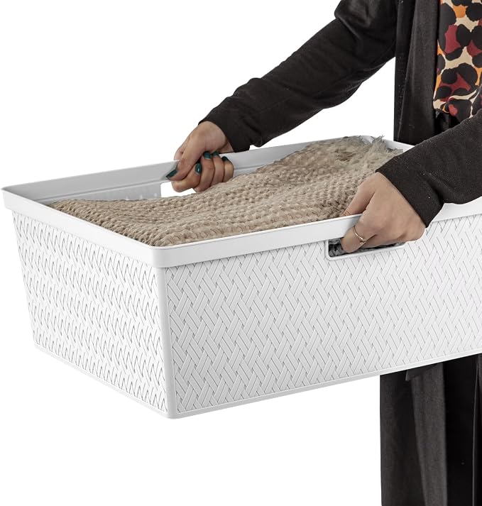 2 Pack Wide 3 Drawer Plastic Storage Tower White Stackable Organizer | - Image 9