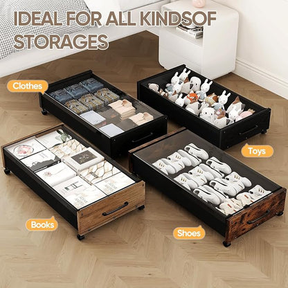 KITHELP Wooden Under Bed Storage - Image 8