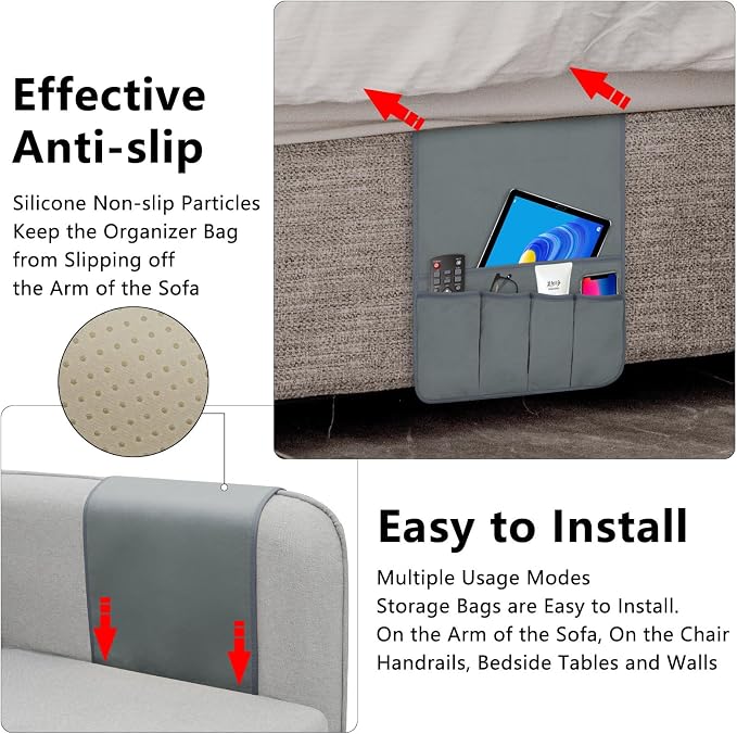 TV Remote Control Holder Couch Caddy, Non-slip Bedside Caddy Organizer - Image 4