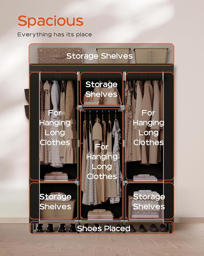 Portable Closet, 51.2 Inch Large Capacity Wardrobe Closet - Image 5
